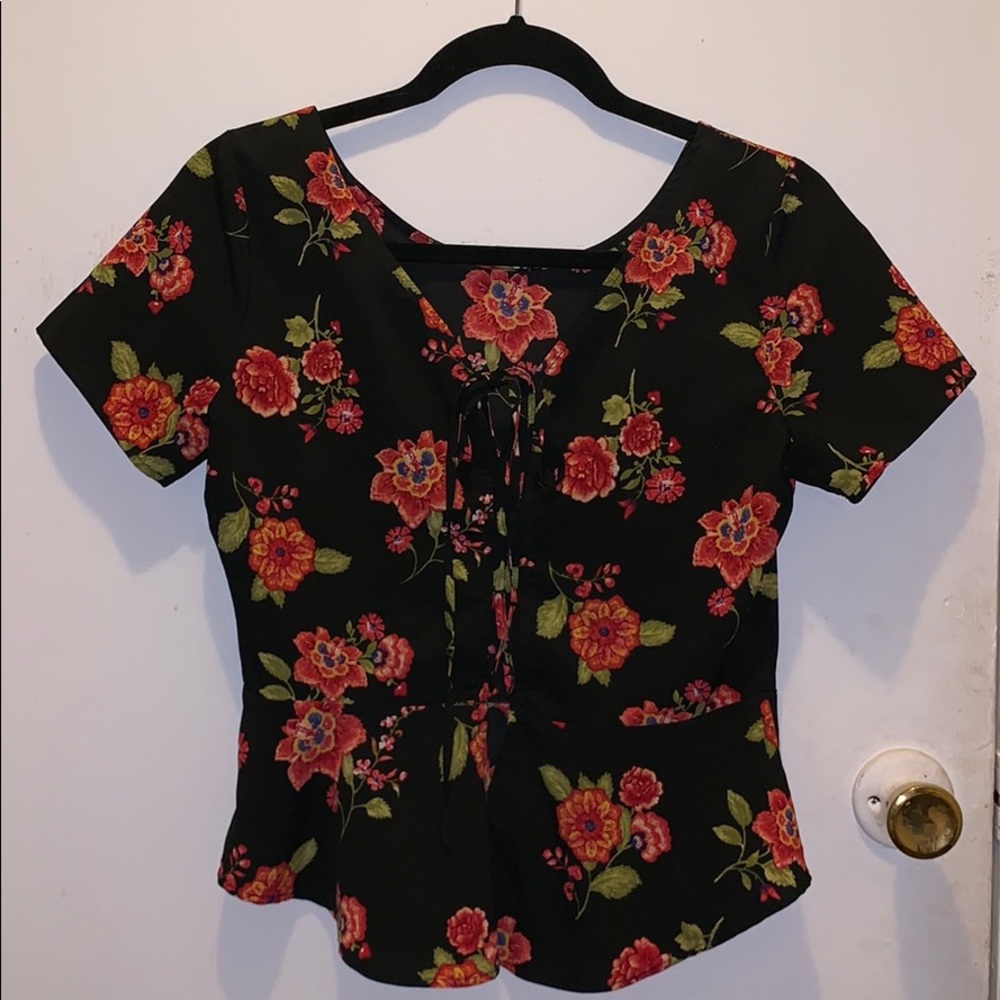 Black Floral Top